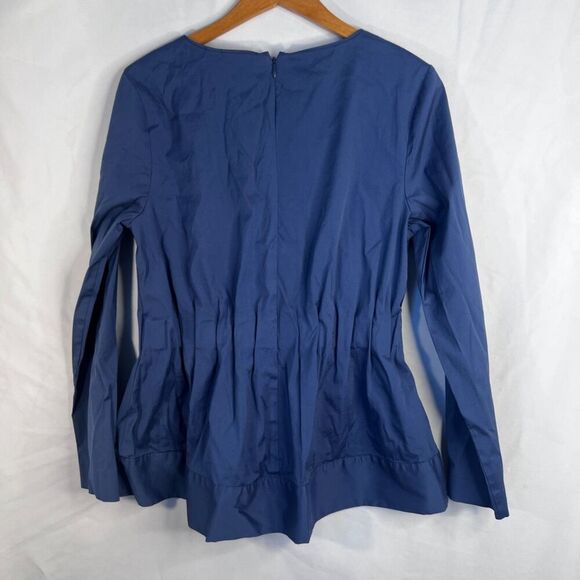 Halogen Scrunch Elastic Waist Peplum Dressy Statement Blouse Size MD Back Zip - Picture 2 of 9